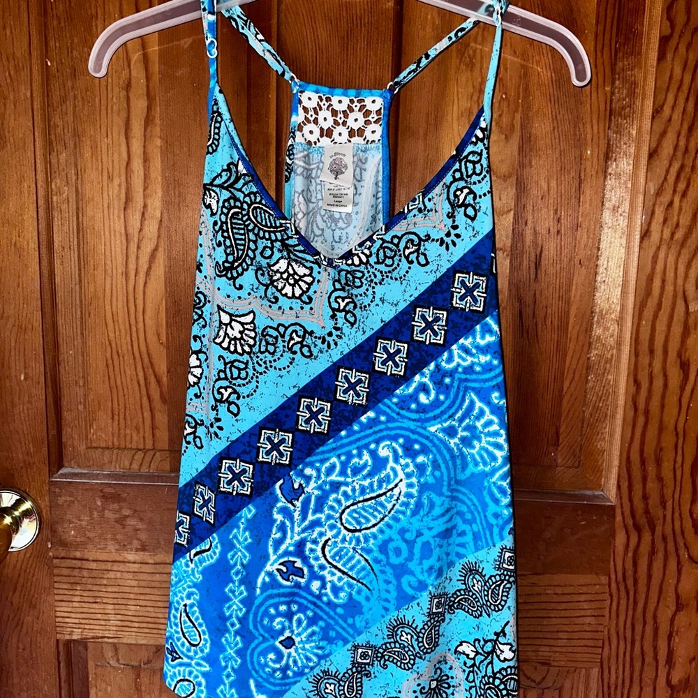 Blue Paisley Print top